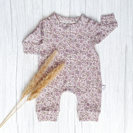 Boxpakje Rib Jersey Paarse Bloemetjes
