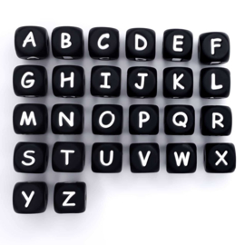 Letterkralen Zwart Siliconen Alfabet 
