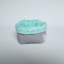 Commodemandje Wafel Lichtgrijs/Minky Fleece Mint