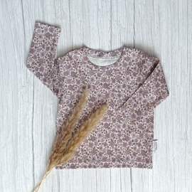Longsleeve Rib Jersey Paarse Bloemetjes