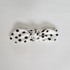 Knoop haarband Painted Dots Zwart/Wit