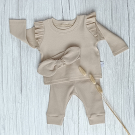 Ruffle Longsleeve Rib Jersey Lichtbeige