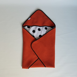 Omslagdoek Grote Dots Zwart/Wit/Wafel Burnt Orange