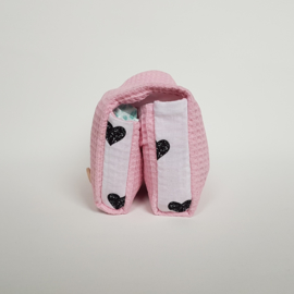 Luieretui Wafel Roze/Hartjes Wit/Zwart