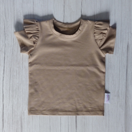 Ruffle T-Shirt Donker Beige