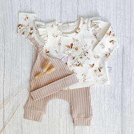 Newborn Setje Brede Rib Simply Taupe