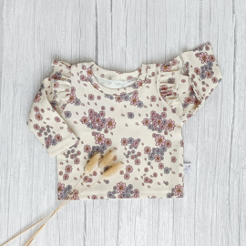 Ruffle Longsleeve Rib Jersey Pastelbloemen