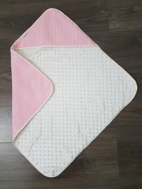 Omslagdoek Wafel Roze/Minky Fleece Wit