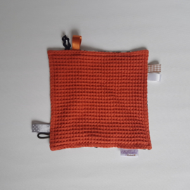 Labeldoekje Wafel Terra/Roest/Tricot Luipaard Wit/Zwart/Roest