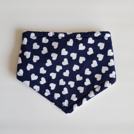 Kwijlslab Navy Met Hartjes/Wit