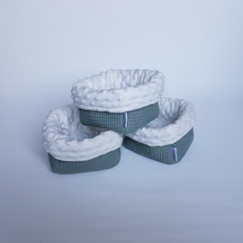 Commodemandje Wafel Oudgroen/Minky Fleece Ecru