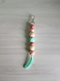 Sleutelhanger / Tassenhanger Feather Mint/Peach/Terra