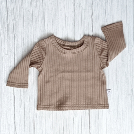 Longsleeve Brede Rib Jersey Taupe