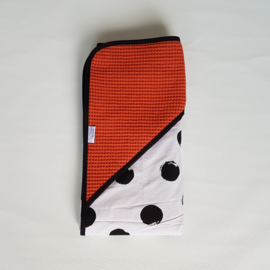 Omslagdoek Grote Dots Zwart/Wit/Wafel Burnt Orange