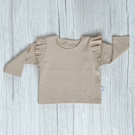 Ruffle Longsleeve Rib Jersey Lichtbeige