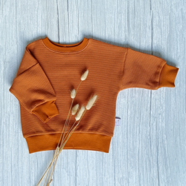 Oversized Sweater Wafeljersey Cognac