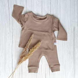 Cuffed Legging Brede Rib Jersey Taupe