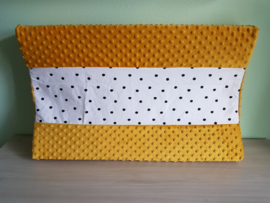 Aankleedkussenhoes Dots Zwart/Wit/Minky Fleece Okergeel