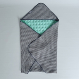 Omslagdoek Wafel Lichtgrijs/Minky Fleece Mint