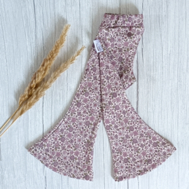 Flared Pants Rib Jersey Paarse Bloemetjes