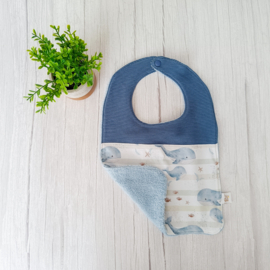 Slab Walvis/Ottoman Rib Donkere Jeansblauw/Badstof Lichtblauw