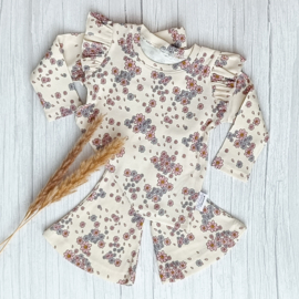 Ruffle Longsleeve Rib Jersey Pastelbloemen