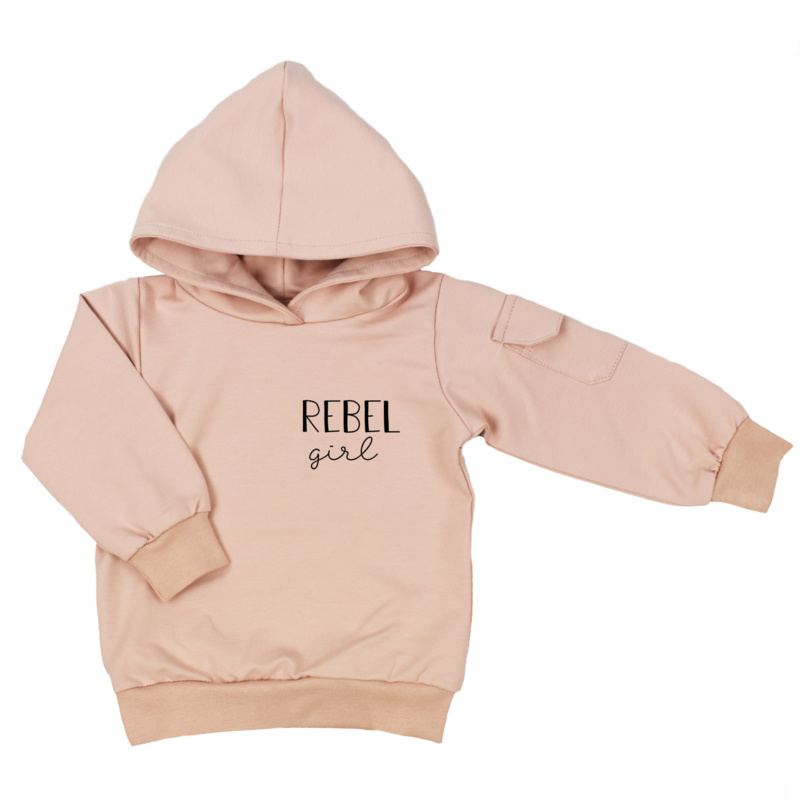Kinder hoodie met klepzakje - Rebel Girl (7 kleuren)