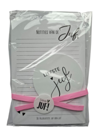 Notitieblok met onderzetter voor de liefste juf