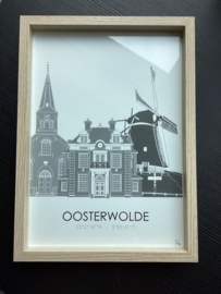 Illustratie poster Oosterwolde - incl lijst