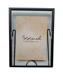 Zwart metalen lijst A5 met kaart Immanuel God met ons