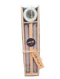 Giftset kaarsen en kandelaar