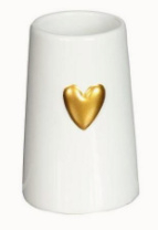 Vaasje - keramiek - wit met gouden hart - 10 cm