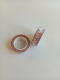 Washi tape - roze met witte hartjes