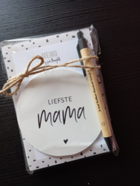 Notitieboekje met onderzetter en pen liefste mama