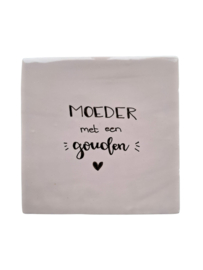 Tegeltje roze "Moeder met een gouden hart"