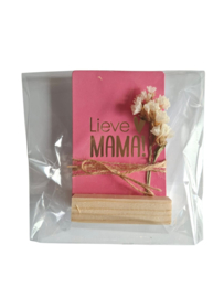 minikaartje moederdag in blokje met bloempje