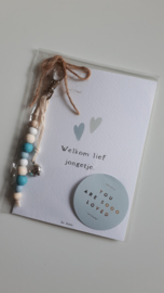 Kaart 'Welkom lief jongetje' - met hanger