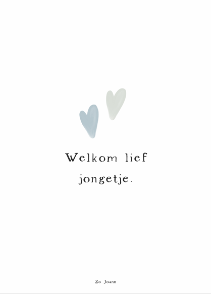 Kaart - 'Welkom lief jongetje' met hartjes