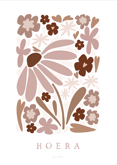 Kaart - Hoera - bloemen