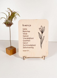 Houten kaart  "Ik wens je"