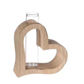 Houten hart met glazen buisje