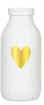 Vaasje - glas - wit met gouden hart - 12 cm