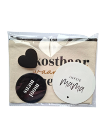 Setje - etui, spiegeltje, onderzetter 'mama'