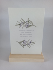Kerstkaart Jesaja 11:1 met aquareltakjes