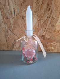 Kaars in fles met droogbloemen voor de liefste moeder