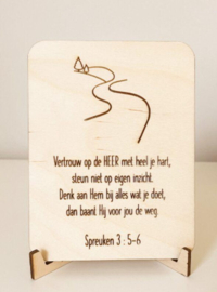 Houten kaart Spreuken 3:5-6