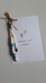 Kaart 'Welkom lief jongetje' - met hanger