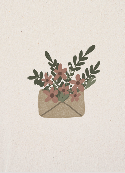 Kaart - Envelop met bloemetjes
