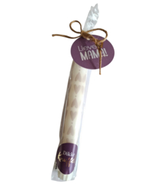 Kaars 'hartjes' - met kaartje liefste mama