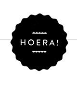 Sluitsticker 'Hoera!' - zwart